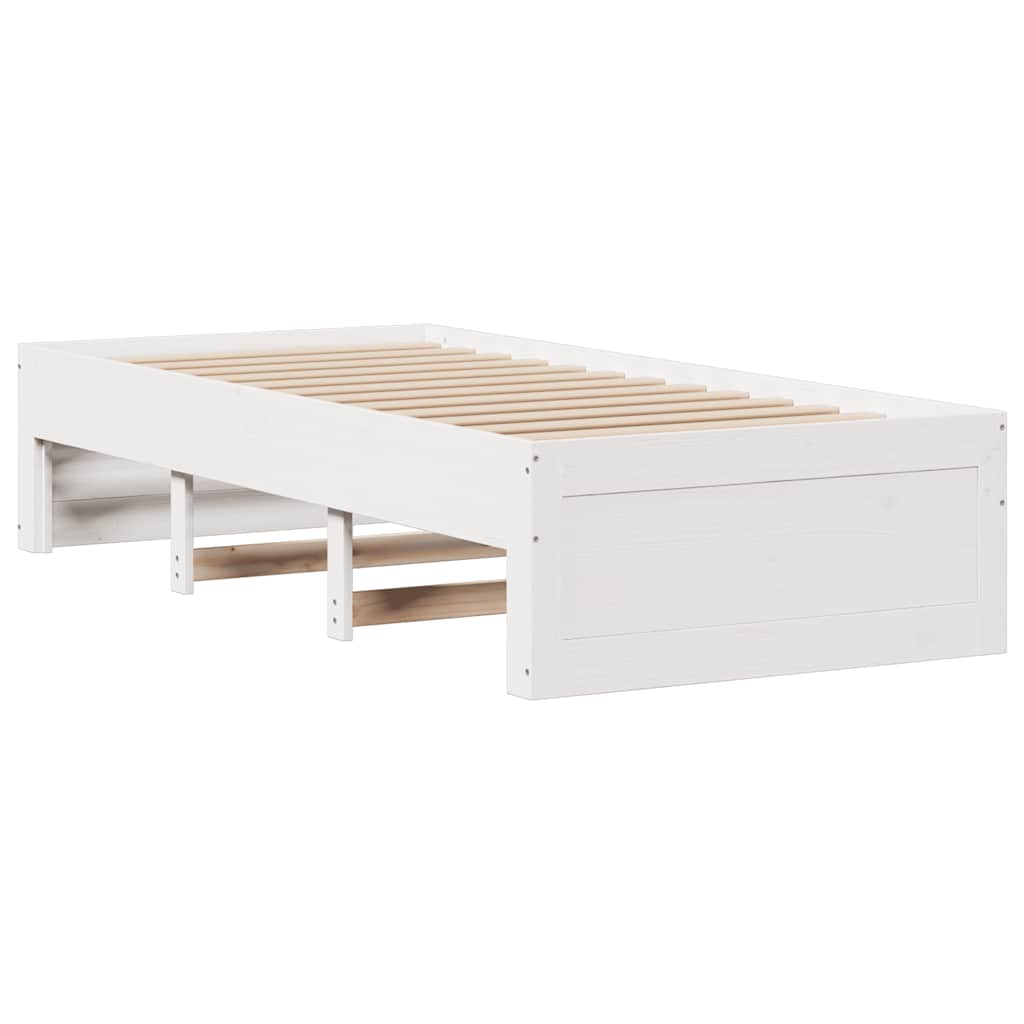 fehér tömör fenyőfa könyvespolcos ágy matrac nélkül 90 x 200 cm