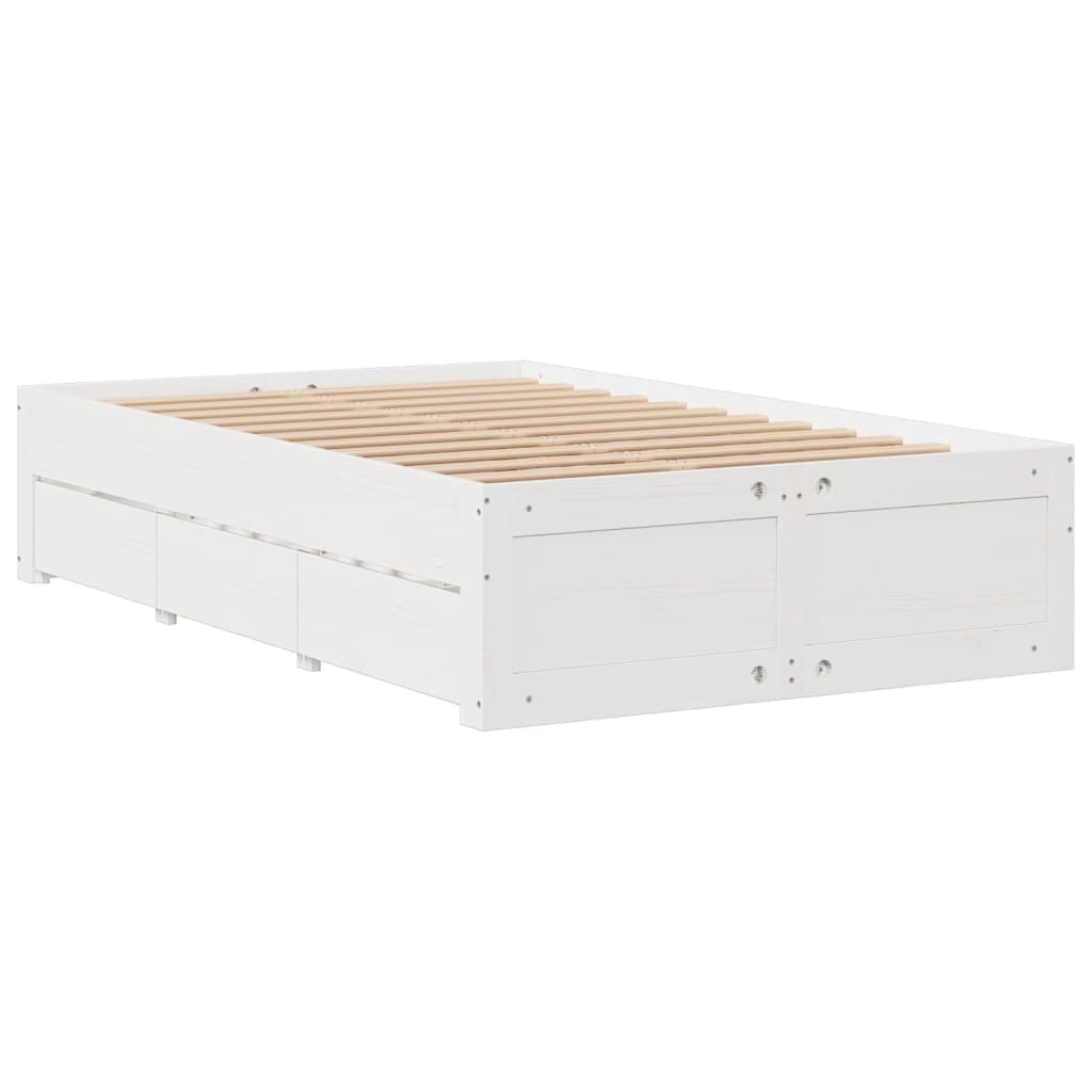 fehér tömör fenyőfa könyvespolcos ágy matrac nélkül 135x190 cm