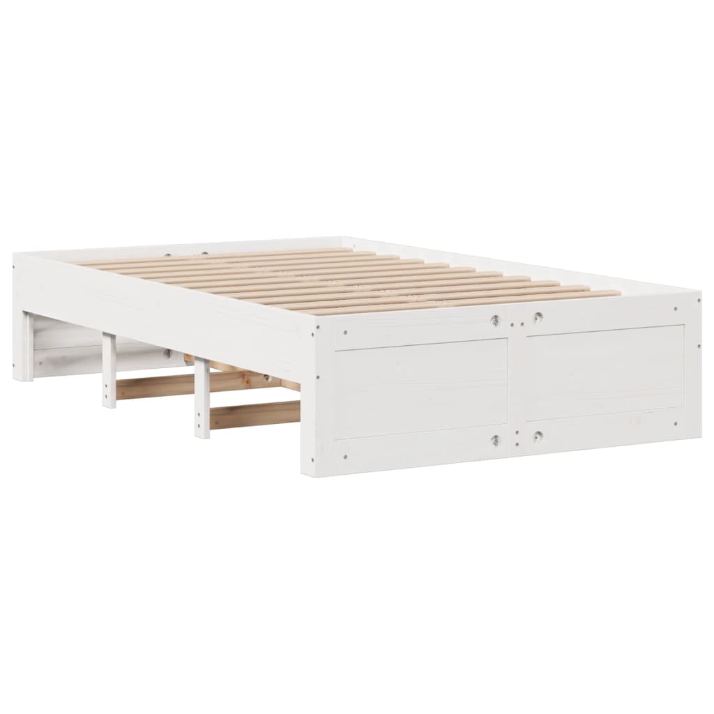fehér tömör fenyőfa könyvespolcos ágy matrac nélkül 135x190 cm