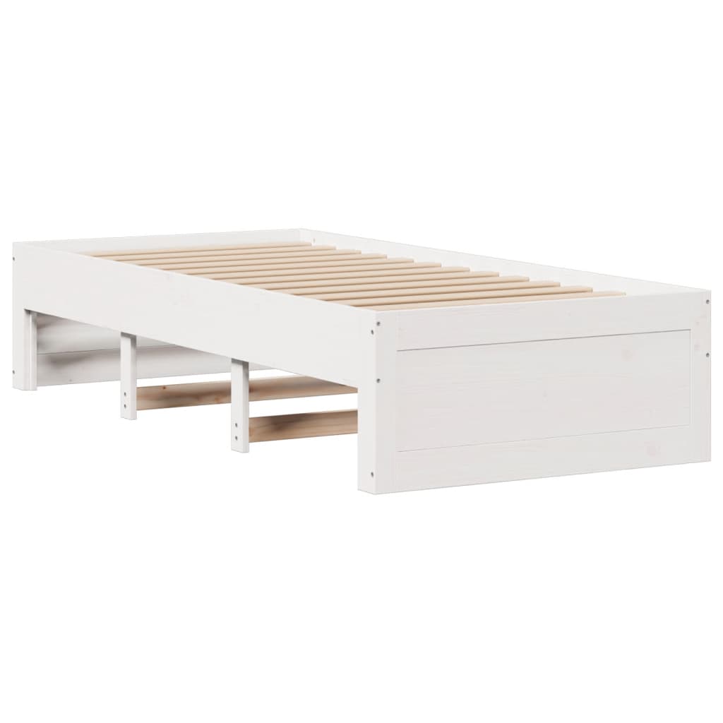 fehér tömör fenyőfa könyvespolcos ágy matrac nélkül 90 x 190 cm