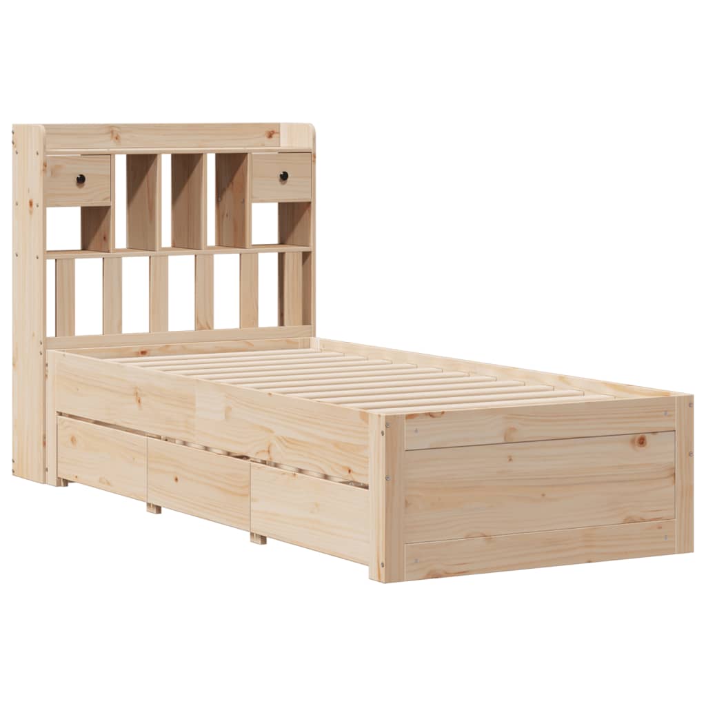 tömör fenyőfa könyvespolcos ágy matrac nélkül 75 x 190 cm