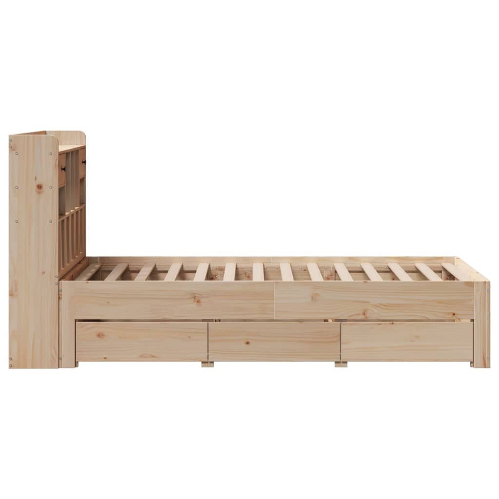 tömör fenyőfa könyvespolcos ágy matrac nélkül 75 x 190 cm
