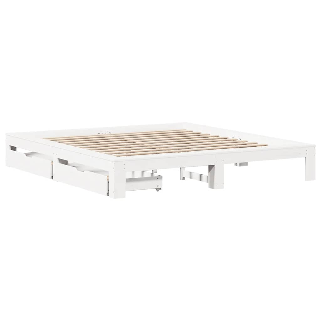 fehér tömör fenyőfa ágy matrac nélkül 200 x 200 cm