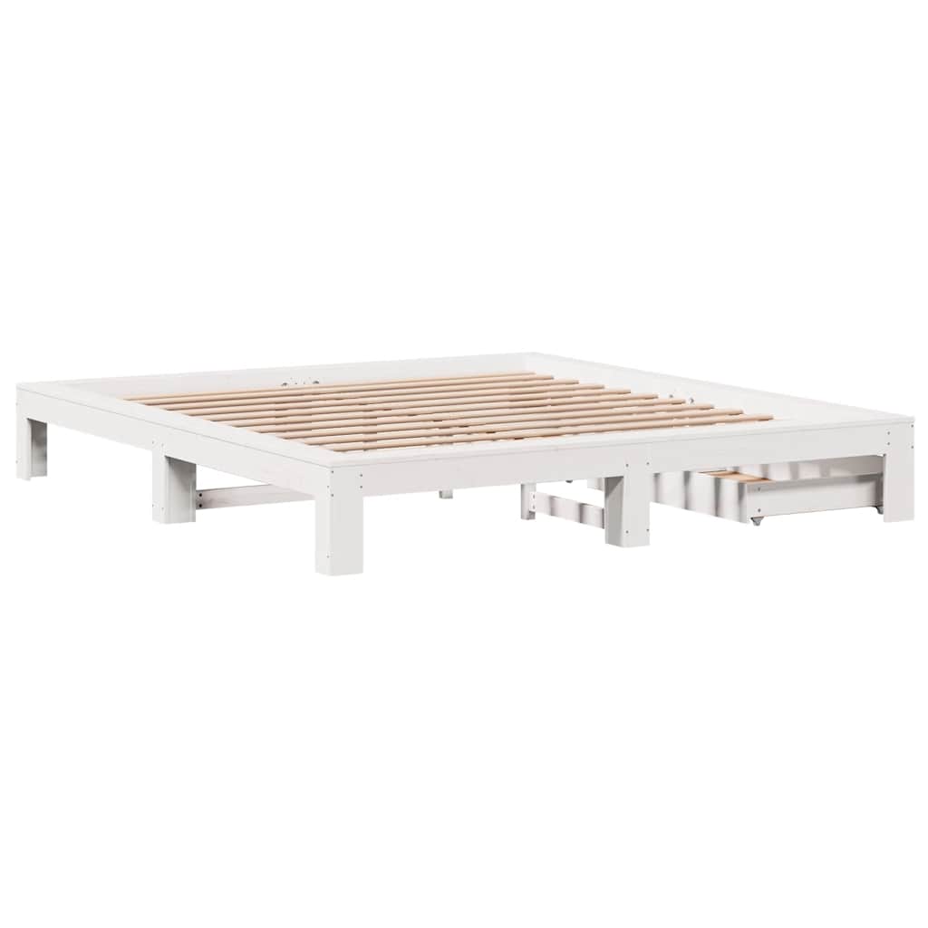 fehér tömör fenyőfa ágy matrac nélkül 200 x 200 cm