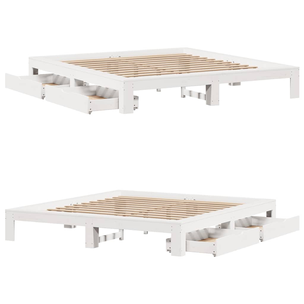 fehér tömör fenyőfa ágy matrac nélkül 200 x 200 cm