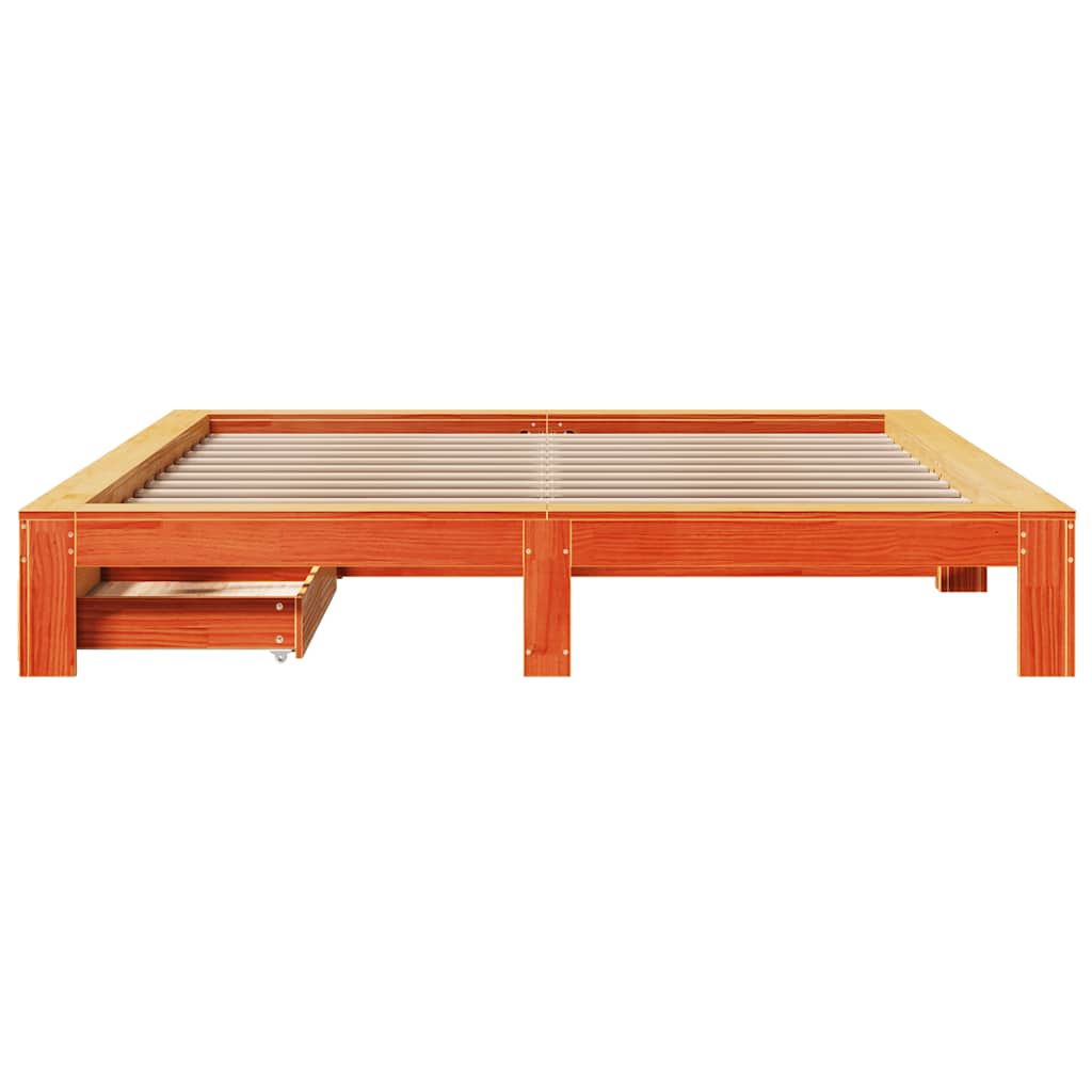 viaszbarna tömör fenyőfa ágy matrac nélkül 200 x 200 cm
