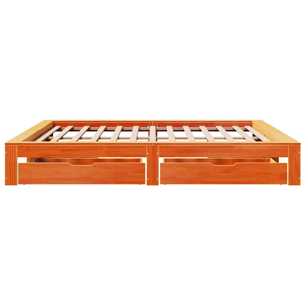 viaszbarna tömör fenyőfa ágy matrac nélkül 200 x 200 cm