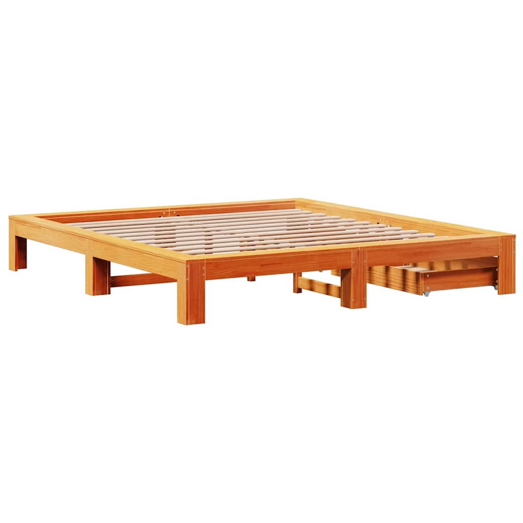 viaszbarna tömör fenyőfa ágy matrac nélkül 200 x 200 cm