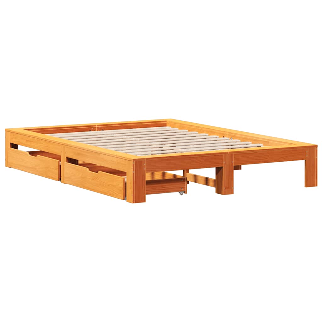 viaszbarna tömör fenyőfa ágy matrac nélkül 160 x 200 cm