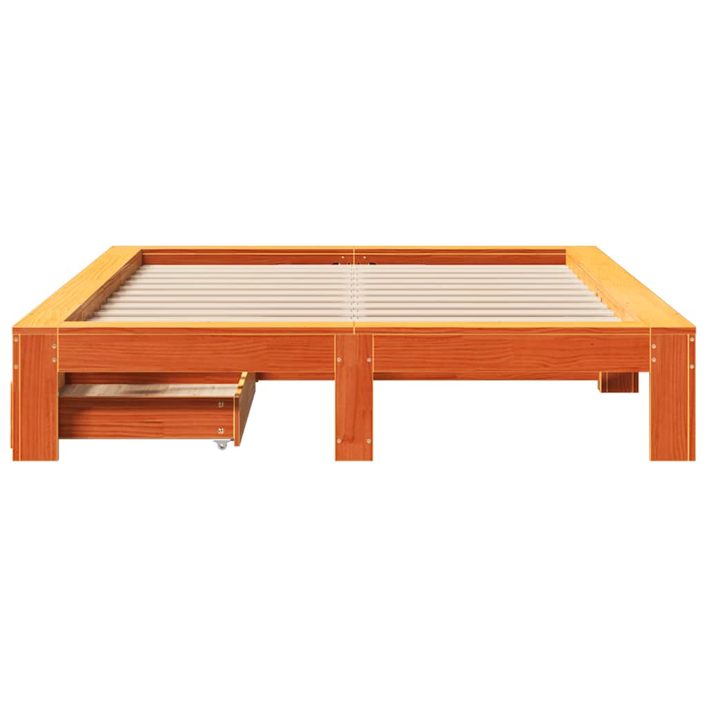 viaszbarna tömör fenyőfa ágy matrac nélkül 160 x 200 cm