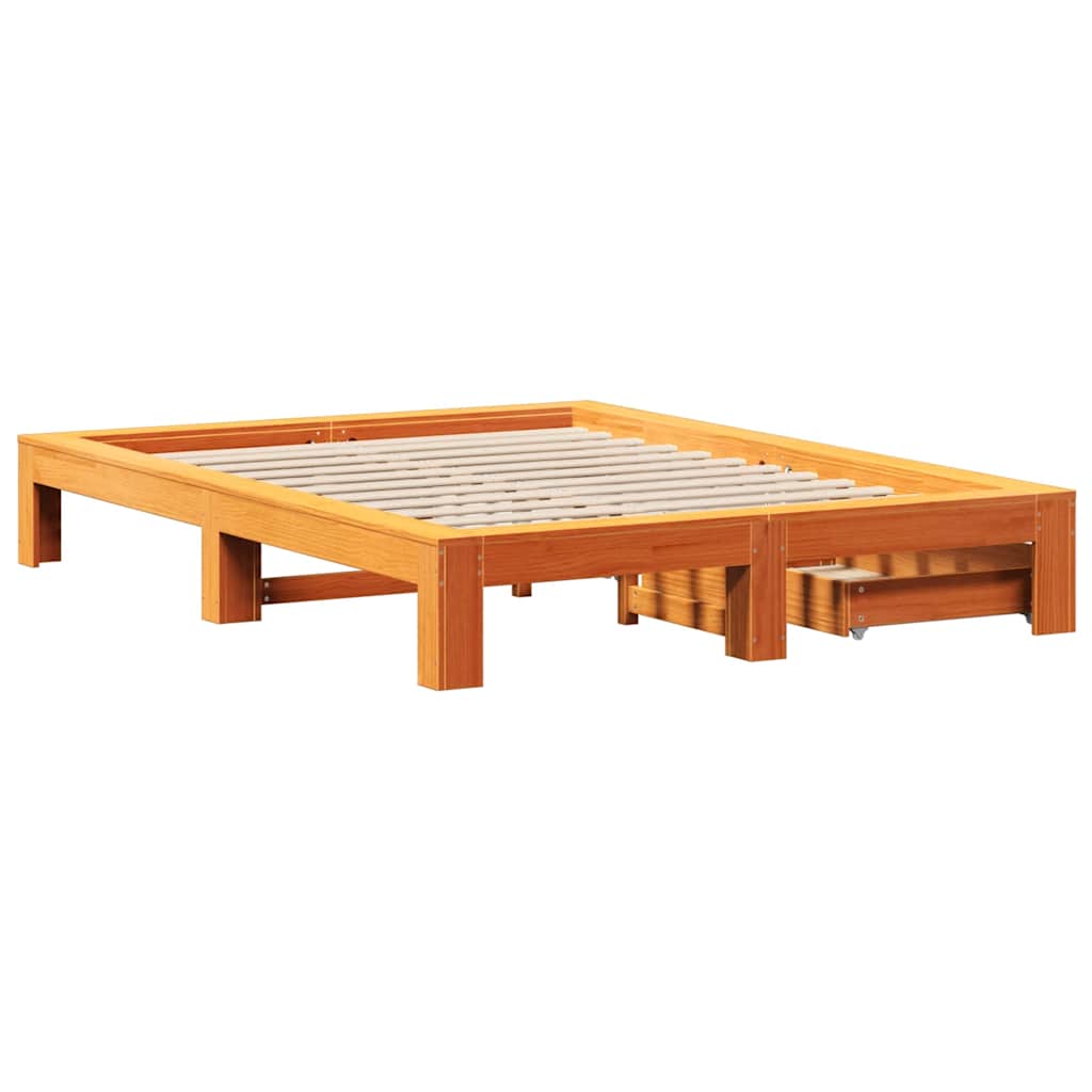 viaszbarna tömör fenyőfa ágy matrac nélkül 160 x 200 cm