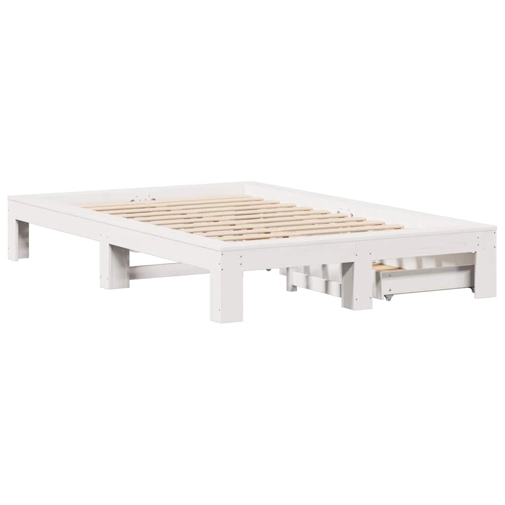 fehér tömör fenyőfa ágy matrac nélkül 120 x 200 cm