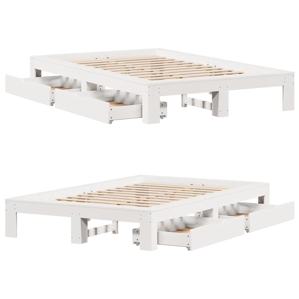 fehér tömör fenyőfa ágy matrac nélkül 120 x 200 cm