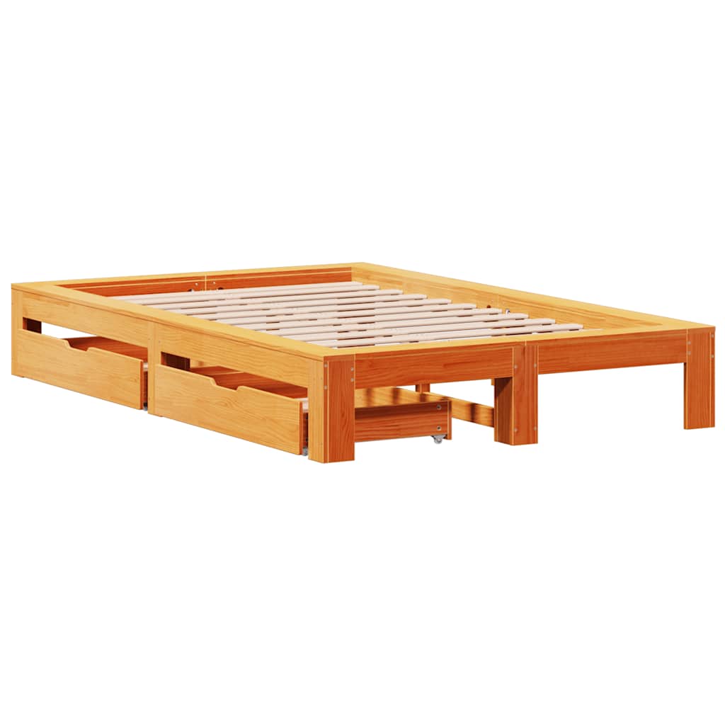 viaszbarna tömör fenyőfa ágy matrac nélkül 120 x 200 cm