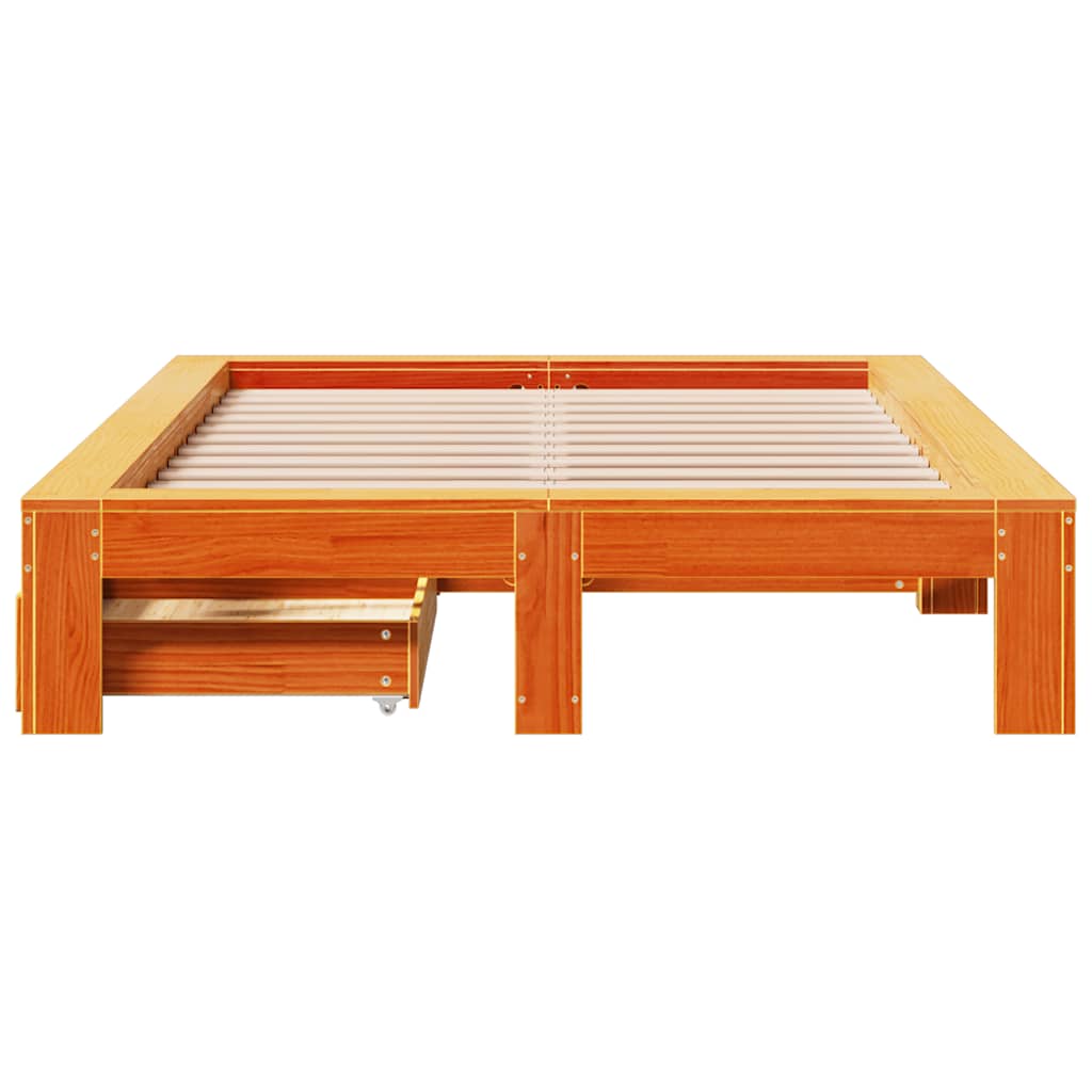viaszbarna tömör fenyőfa ágy matrac nélkül 120 x 200 cm