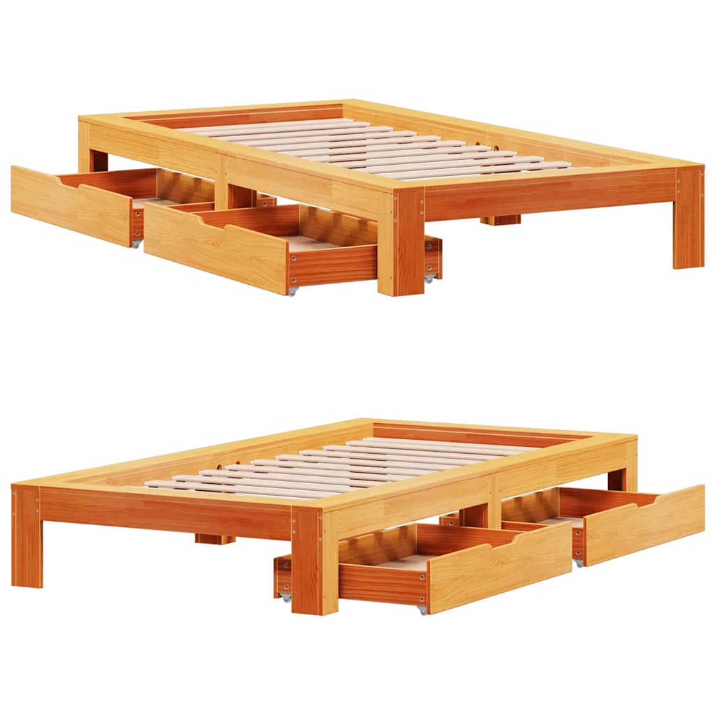viaszbarna tömör fenyőfa ágy matrac nélkül 100 x 200 cm