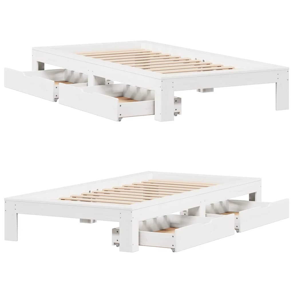 fehér tömör fenyőfa ágy matrac nélkül 90 x 200 cm