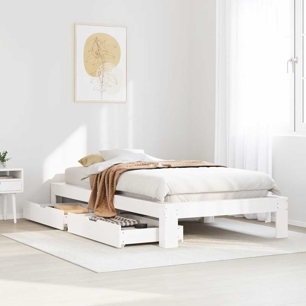 fehér tömör fenyőfa ágy matrac nélkül 90 x 200 cm