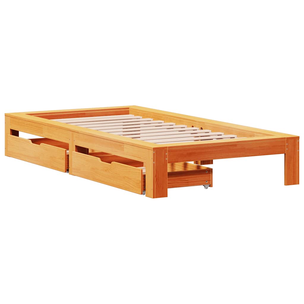 viaszbarna tömör fenyőfa ágy matrac nélkül 90 x 200 cm