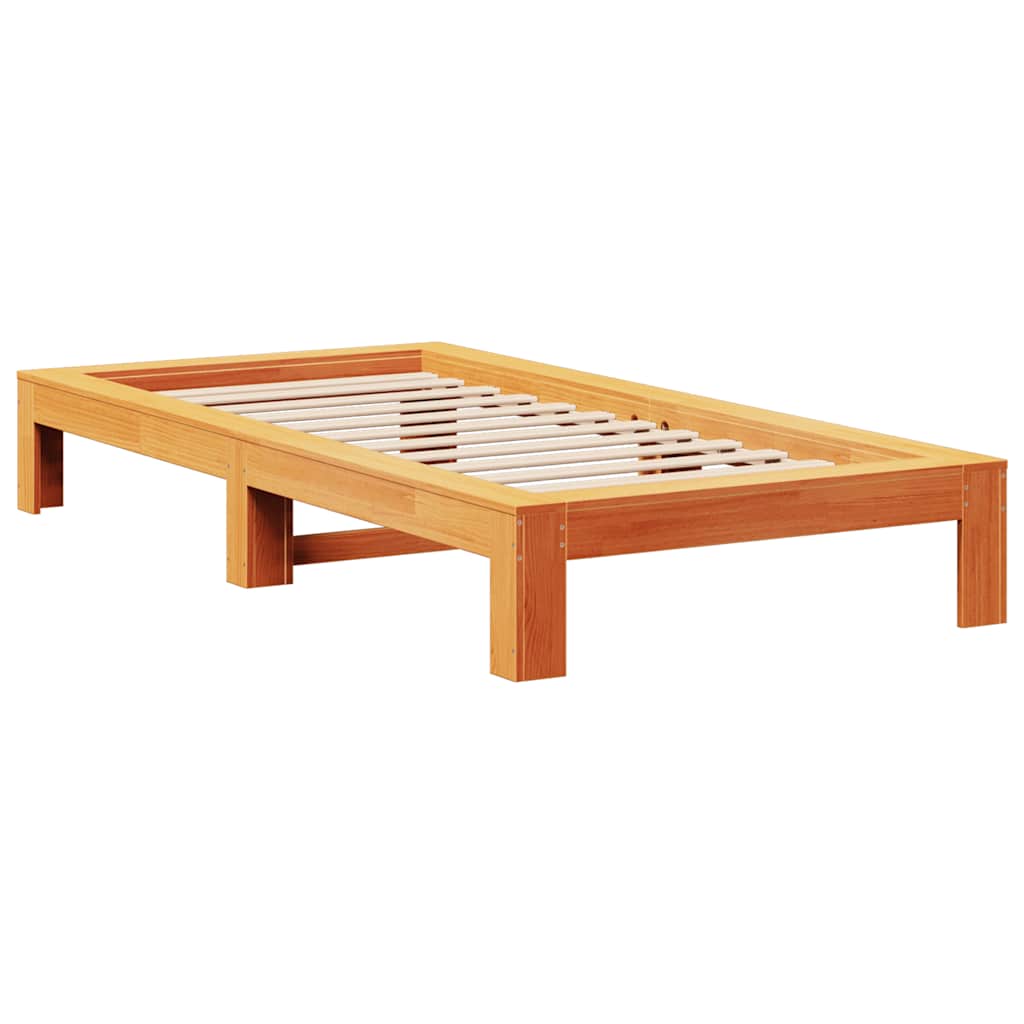 viaszbarna tömör fenyőfa ágy matrac nélkül 90 x 200 cm