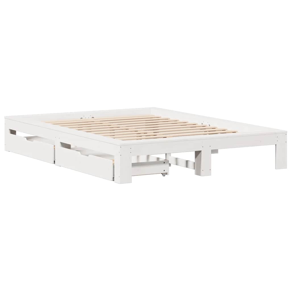 fehér tömör fenyőfa ágy matrac nélkül 140x190 cm