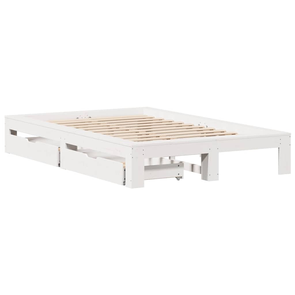 fehér tömör fenyőfa ágy matrac nélkül 135 x 190 cm