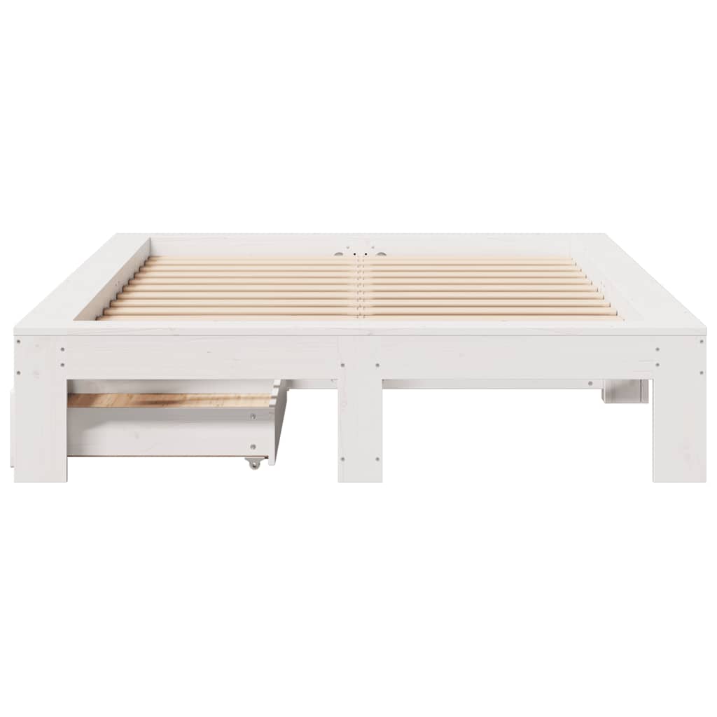 fehér tömör fenyőfa ágy matrac nélkül 135 x 190 cm