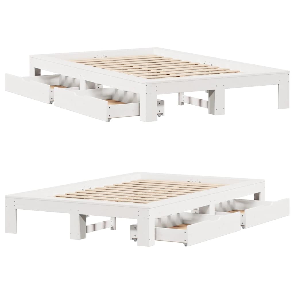 fehér tömör fenyőfa ágy matrac nélkül 135 x 190 cm