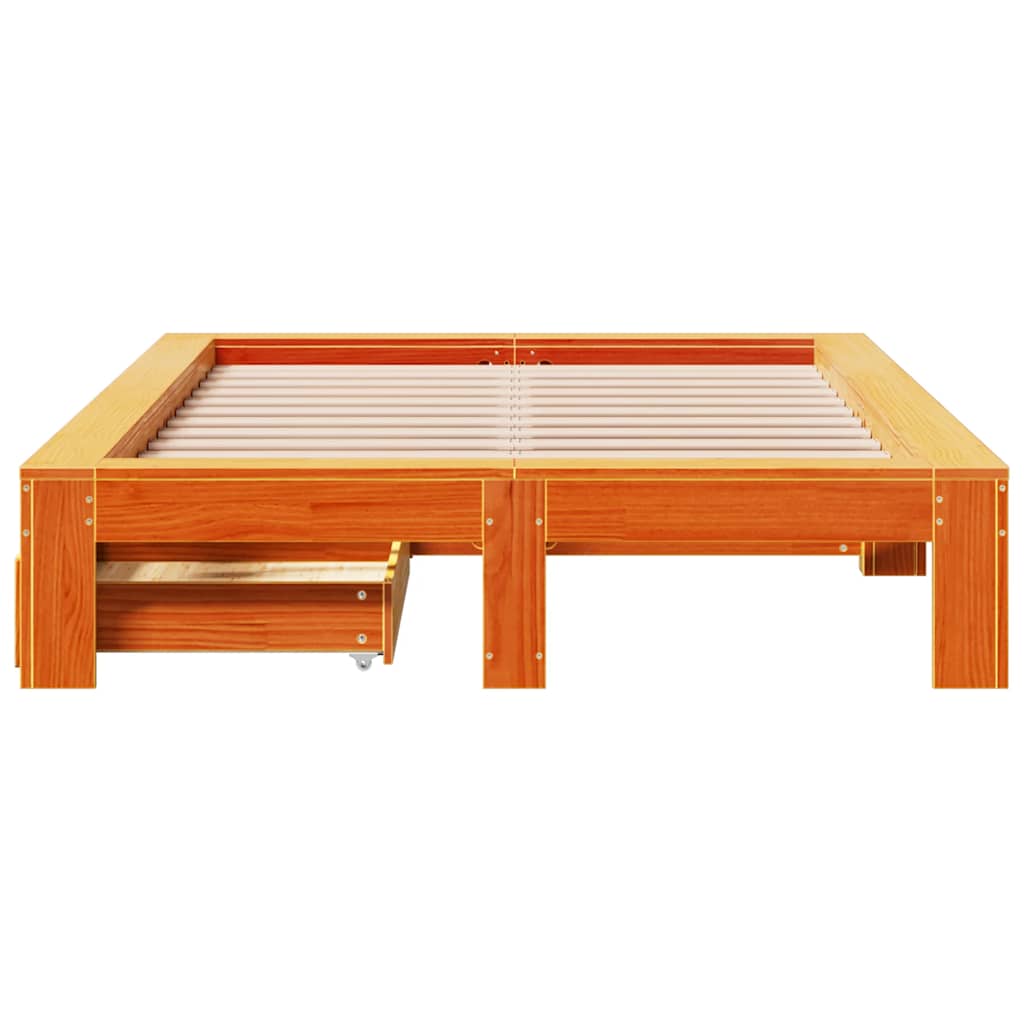 viaszbarna tömör fenyőfa ágy matrac nélkül 120 x 190 cm