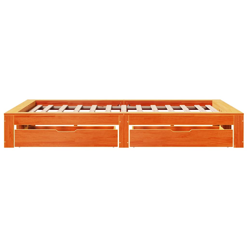 viaszbarna tömör fenyőfa ágy matrac nélkül 120 x 190 cm