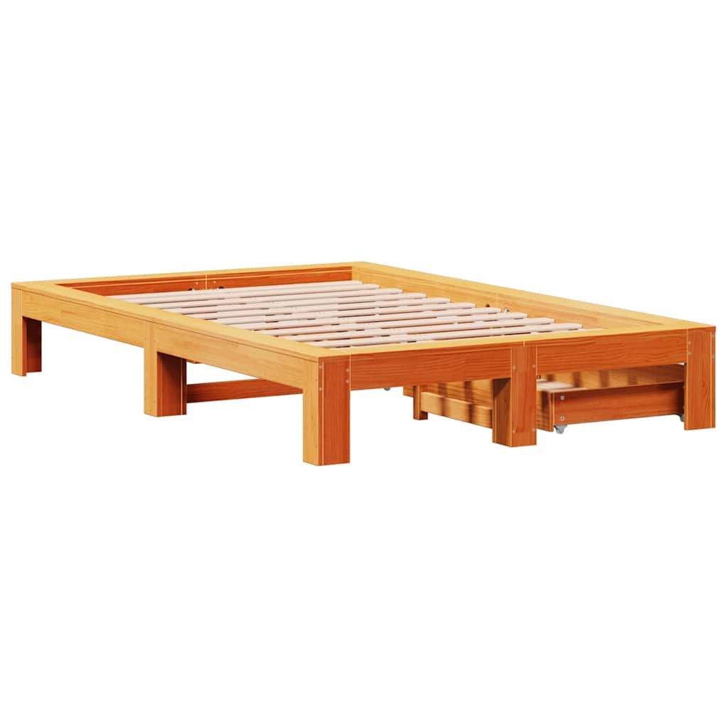 viaszbarna tömör fenyőfa ágy matrac nélkül 120 x 190 cm