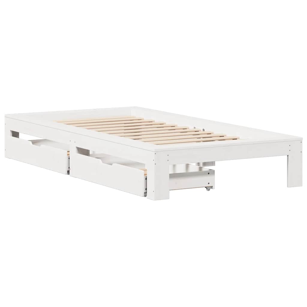 fehér tömör fenyőfa ágy matrac nélkül 75 x 190 cm