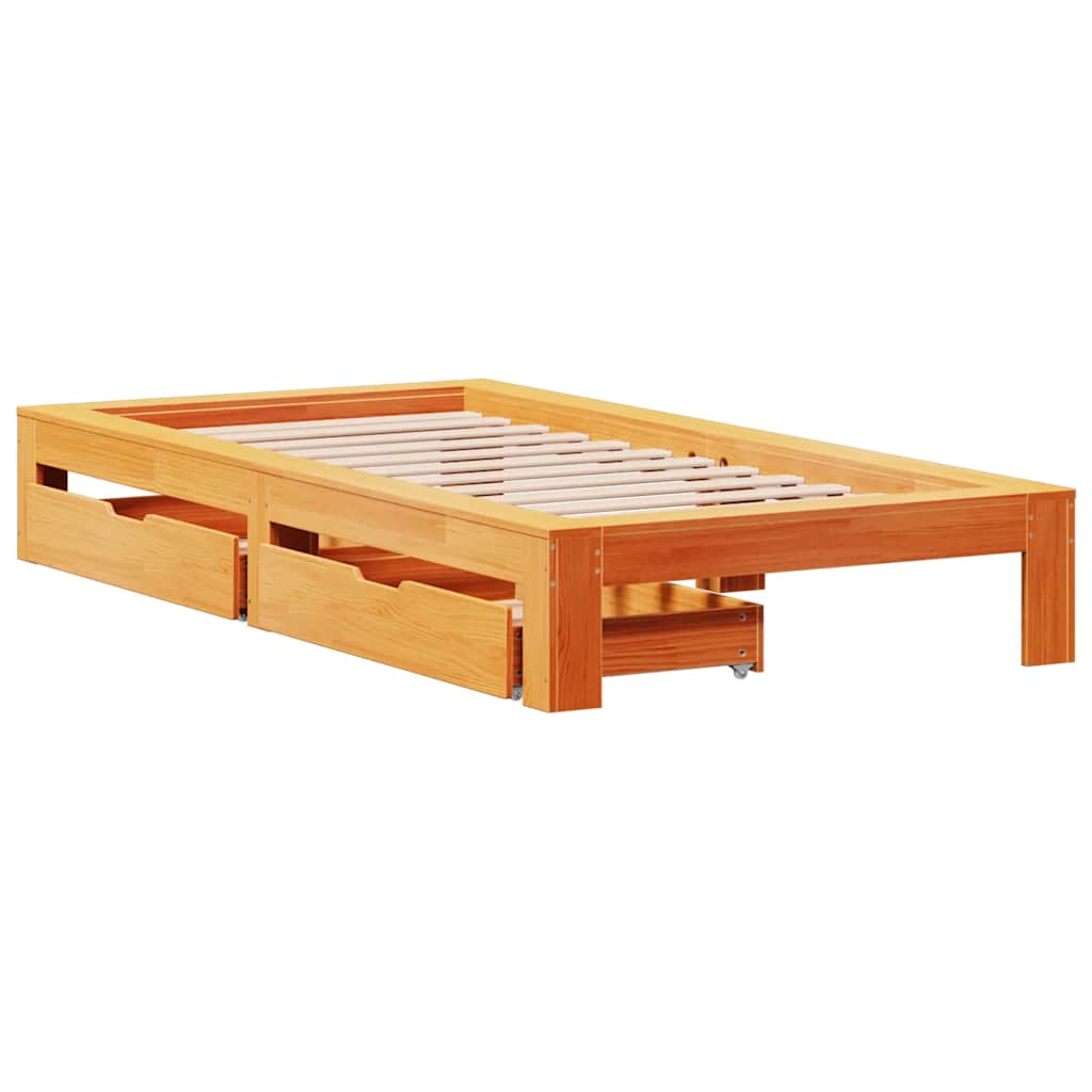 viaszbarna tömör fenyőfa ágy matrac nélkül 75 x 190 cm