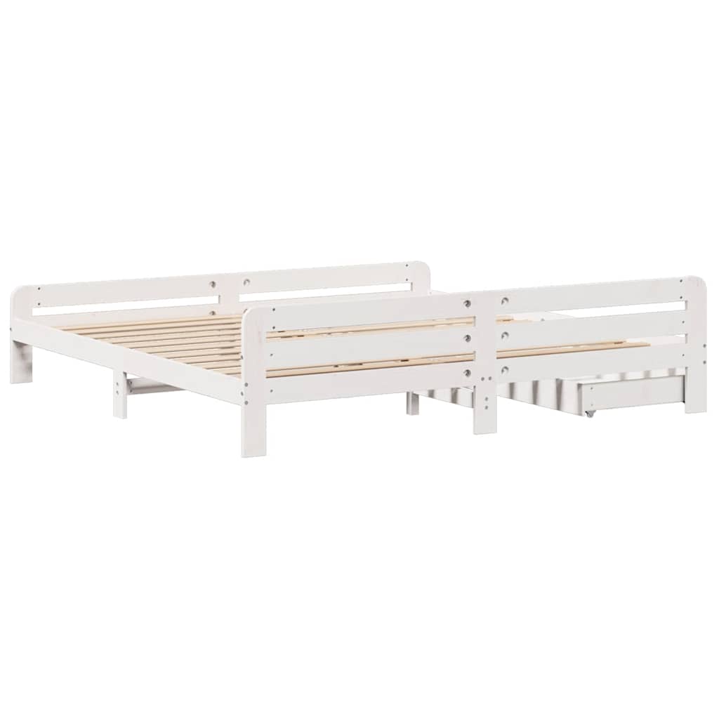 fehér tömör fenyőfa ágy matrac nélkül 200 x 200 cm