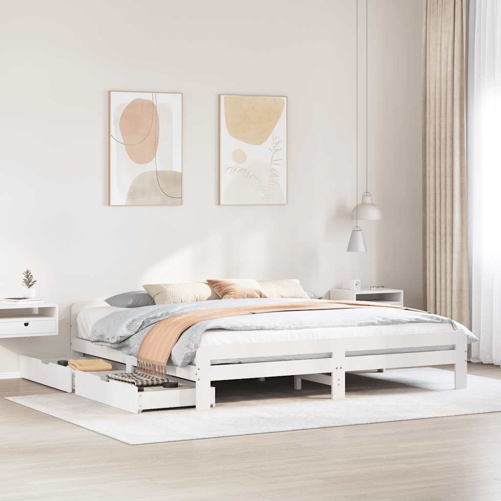 fehér tömör fenyőfa ágy matrac nélkül 200 x 200 cm