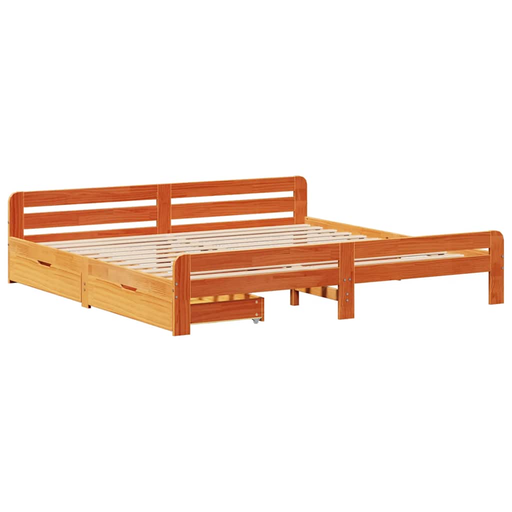 viaszbarna tömör fenyőfa ágy matrac nélkül 200 x 200 cm