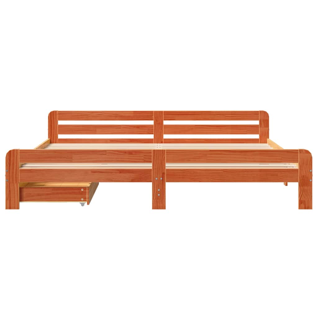viaszbarna tömör fenyőfa ágy matrac nélkül 200 x 200 cm