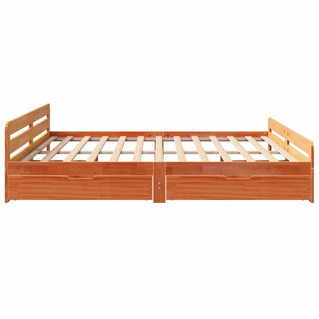 viaszbarna tömör fenyőfa ágy matrac nélkül 200 x 200 cm
