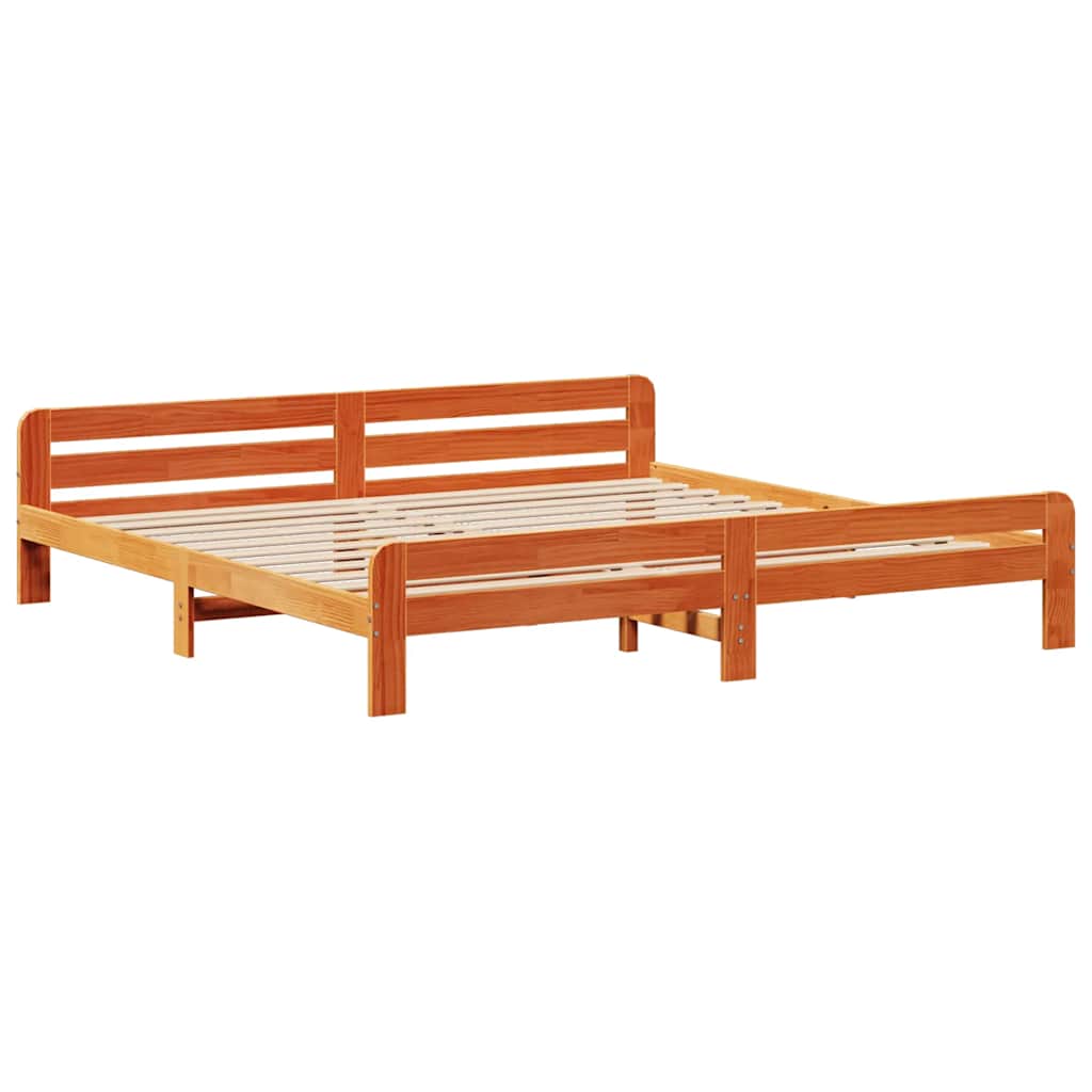 viaszbarna tömör fenyőfa ágy matrac nélkül 180 x 200 cm