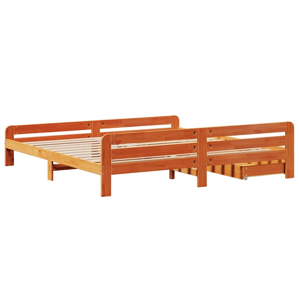 viaszbarna tömör fenyőfa ágy matrac nélkül 180 x 200 cm
