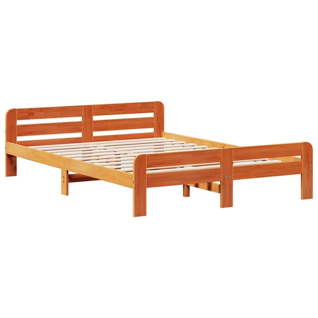 viaszbarna tömör fenyőfa ágy matrac nélkül 150 x 200 cm