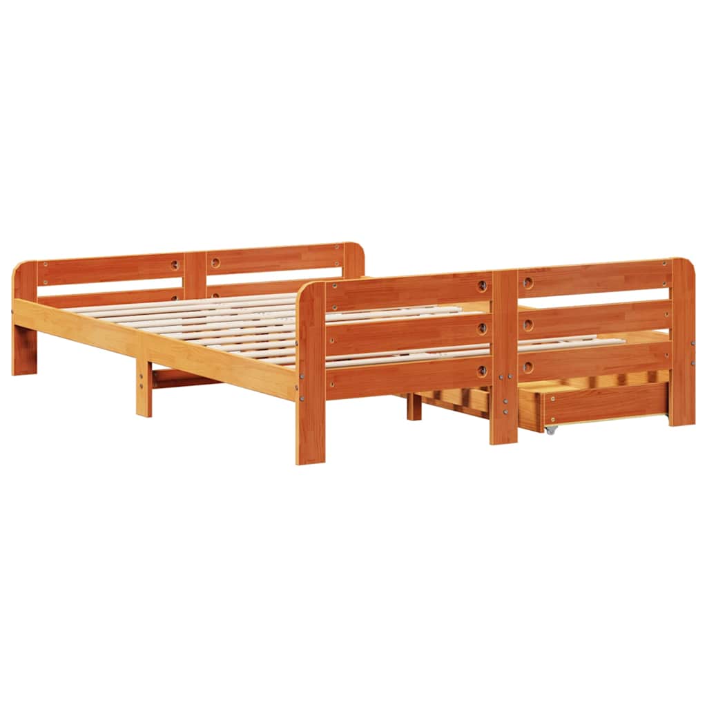 viaszbarna tömör fenyőfa ágy matrac nélkül 150 x 200 cm