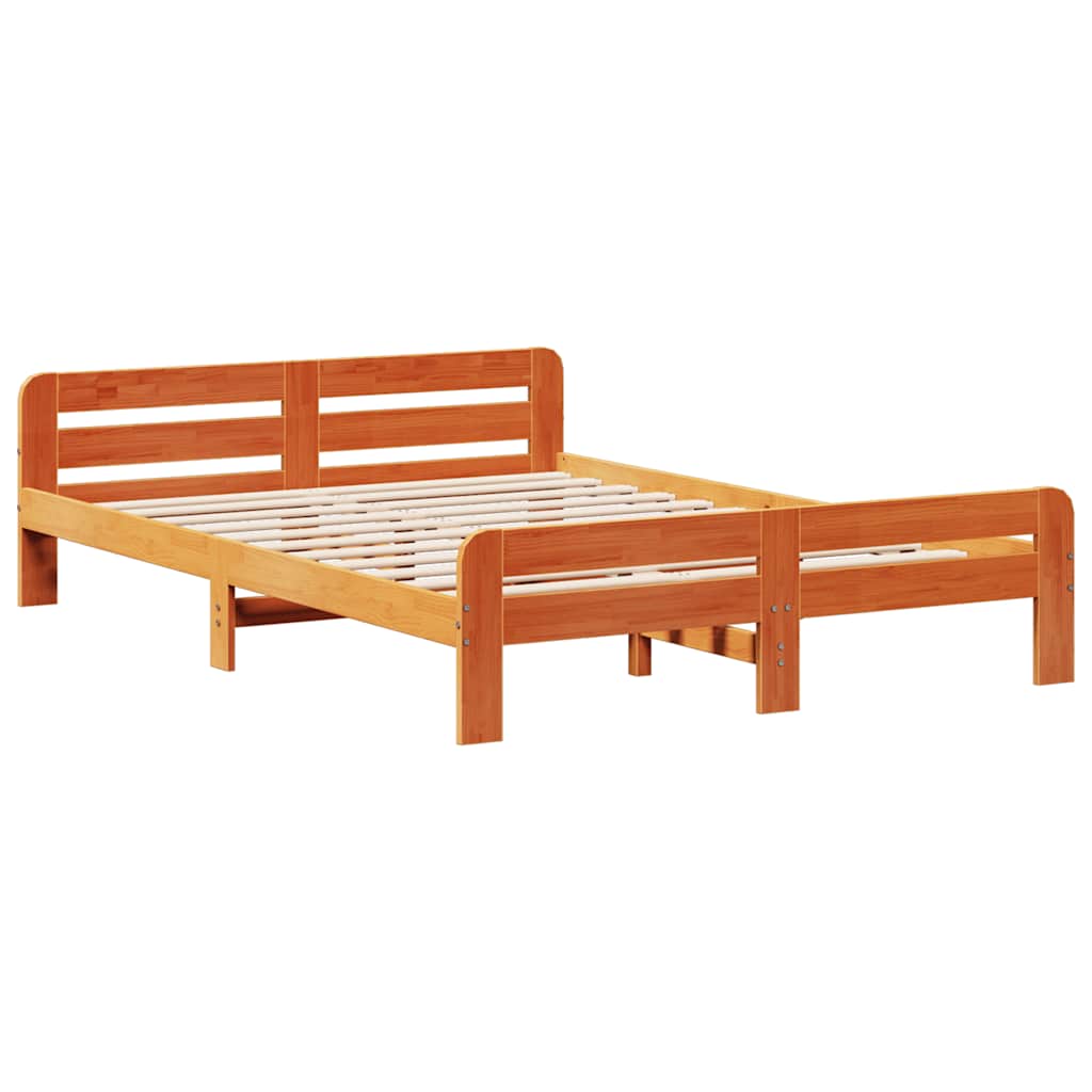 viaszbarna tömör fenyőfa ágy matrac nélkül 140 x 200 cm