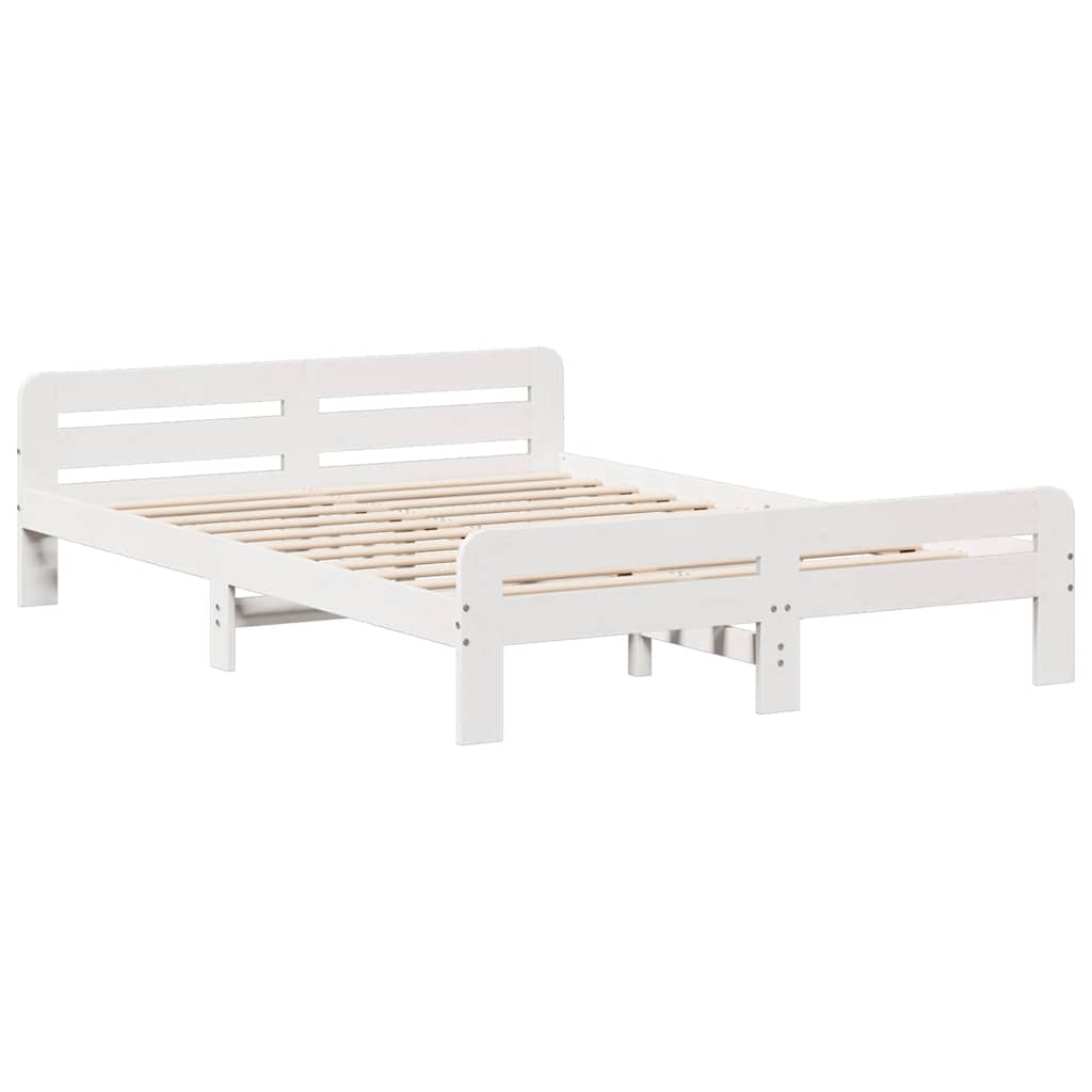 fehér tömör fenyőfa ágy matrac nélkül 140x190 cm