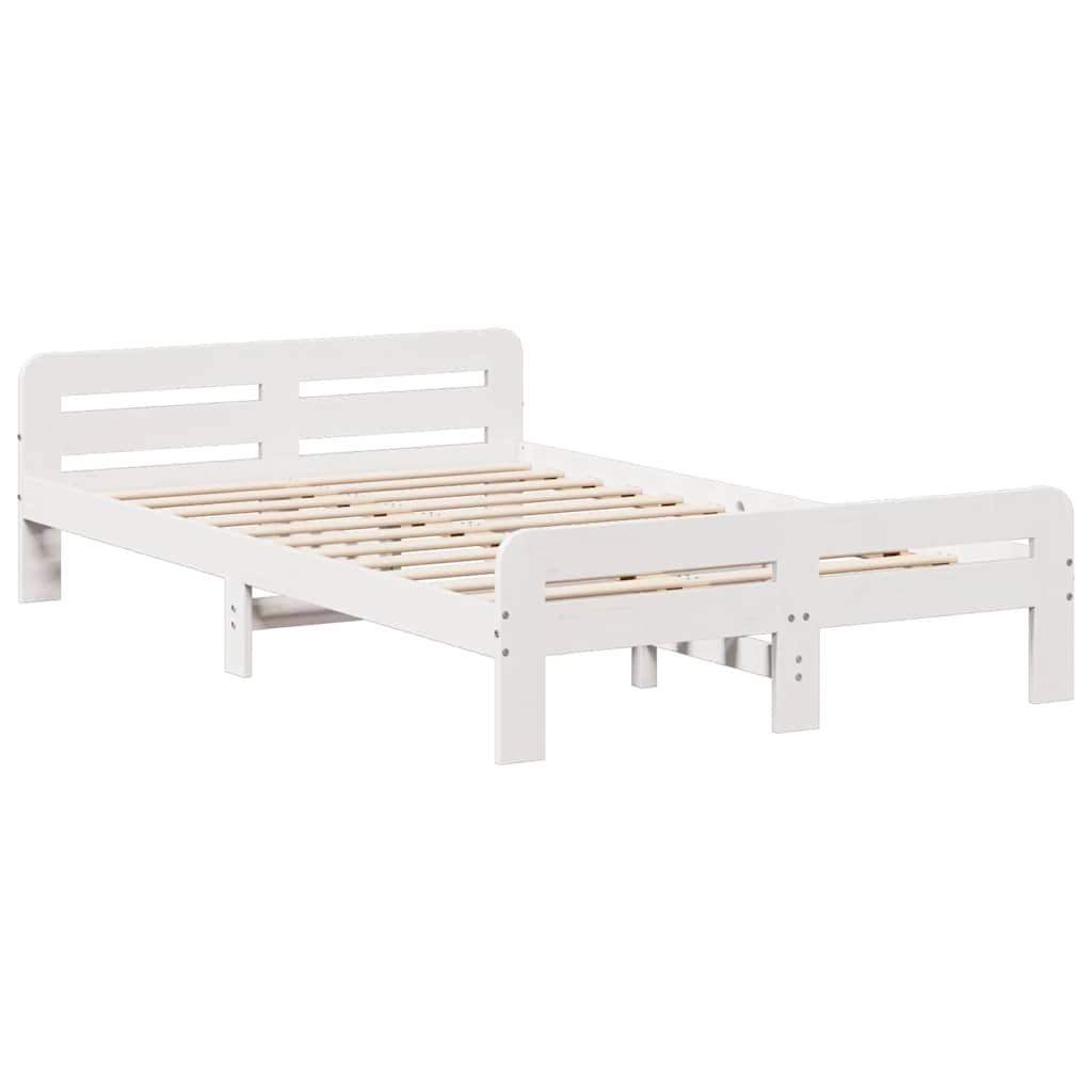 fehér tömör fenyőfa ágy matrac nélkül 135 x 190 cm