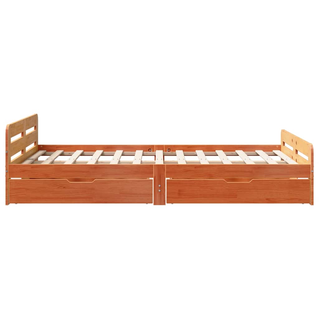 viaszbarna tömör fenyőfa ágy matrac nélkül 135 x 190 cm