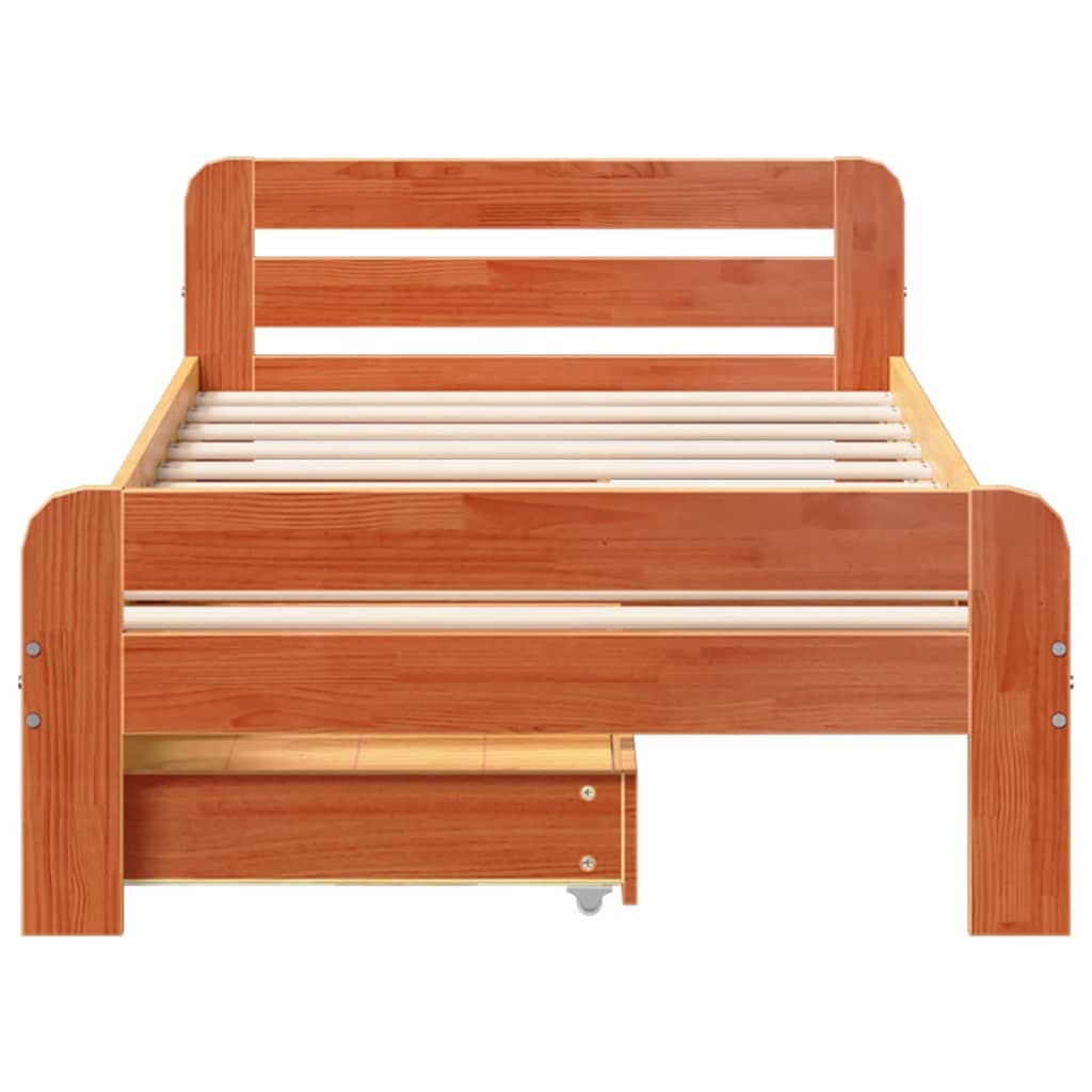 viaszbarna tömör fenyőfa ágy matrac nélkül 75 x 190 cm