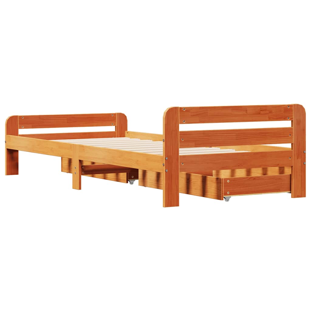 viaszbarna tömör fenyőfa ágy matrac nélkül 75 x 190 cm