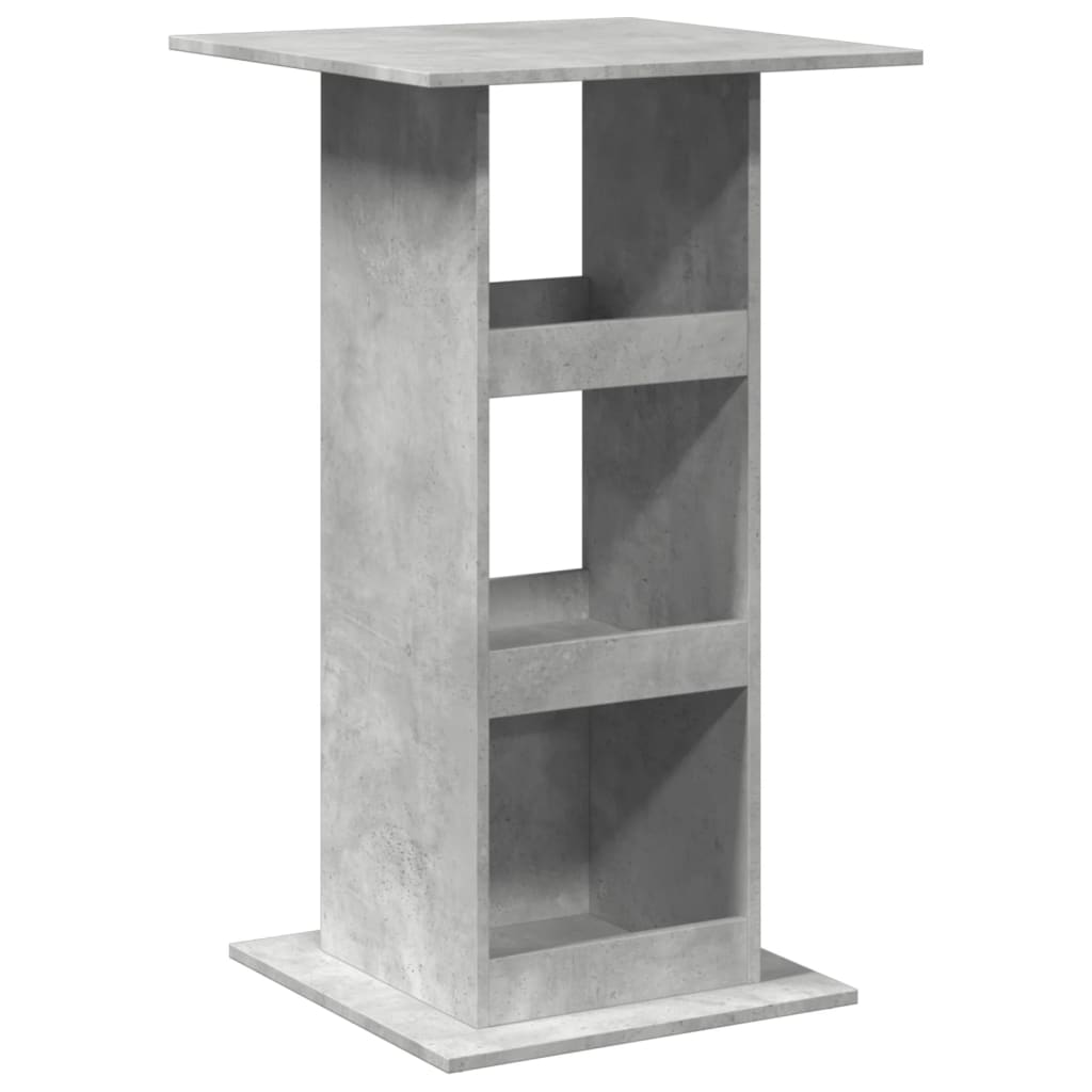 betonszürke szerelt fa bárasztal tárolóval 60 x 60 x 102 cm