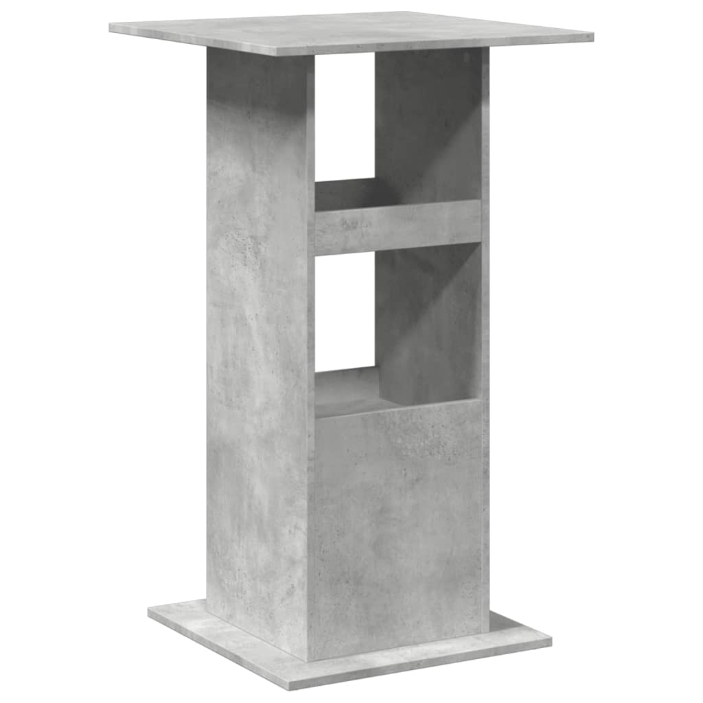 betonszürke szerelt fa bárasztal tárolóval 60 x 60 x 102 cm